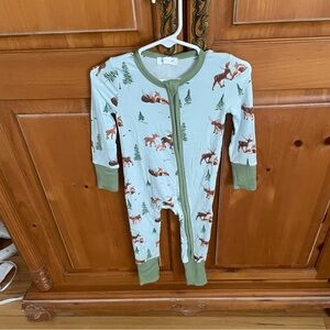 NWT Angel Dear Deer Print Foldover Feet Convertible Romper Pajama